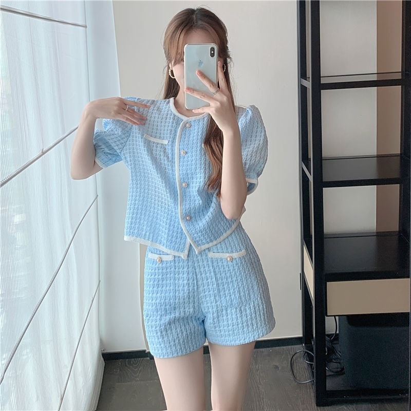 2025 French Retro Hong Kong Style Puff Short-Sleeved Shirt Women's Design Top Summer