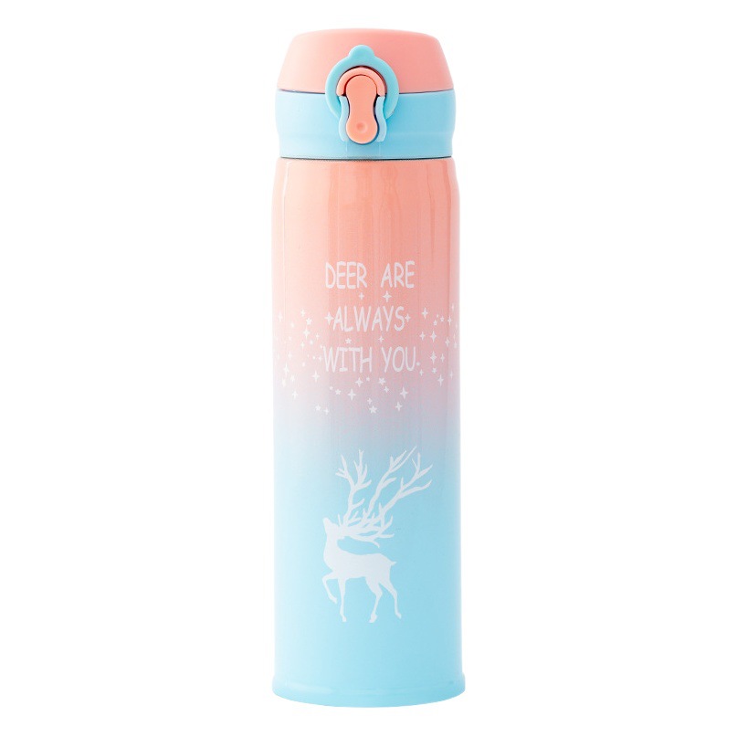 Christmas gradient 304 stainless steel thermos cup a deer has you lovers INS style high color value student portable cup