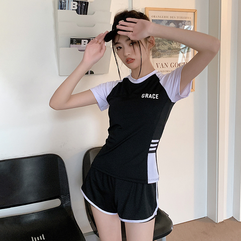 Picture of Sports Style Swimsuit for Female Students, Conservative Belly-Covering, Slimming Split, Flesh-Covering, High-Waisted Boxer Briefs, Hot Spring Swimsuit for Older Children