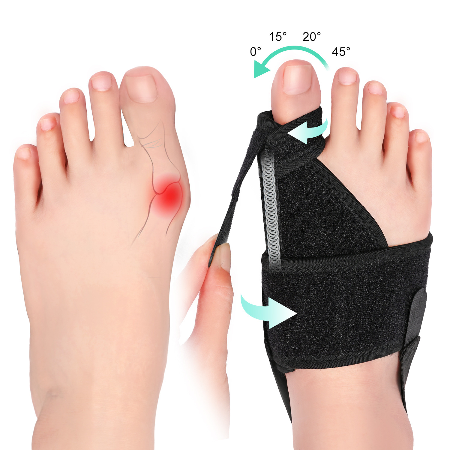 Toe Separator for Women with Crooked Thumbs, Kidsren's Big Foot Bone Correction Artifact, Men's Big Thumb Separator, Adjustable