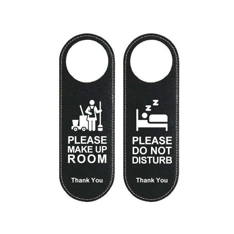 Picture of Do Not Disturb Room Sign for Hotels and Guesthouses, Double-Sided Leather Door Hanger, Light Luxury Style