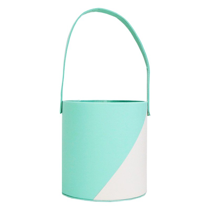 In stock Valentine's Day gift creative color matching round leather hand holding bucket flower packaging gift box