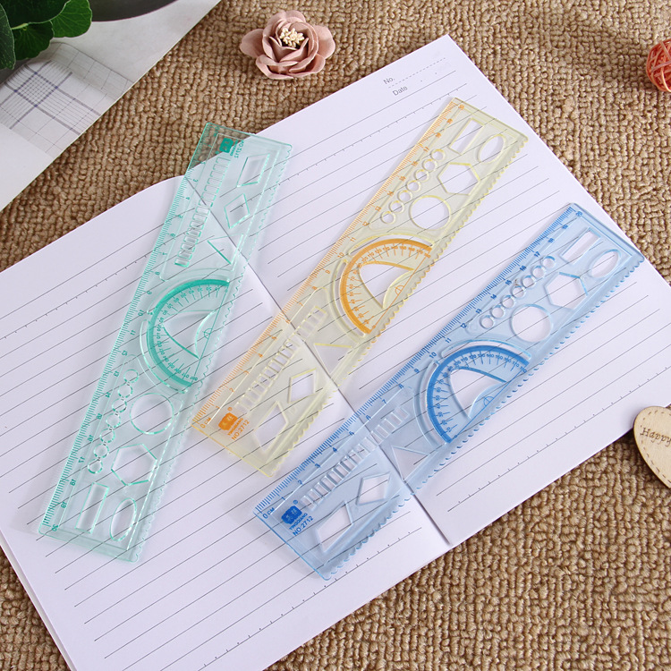 Picture of Wholesale creative 20cm ruler student stationery multifunctional four-in-one ruler learning painting office hollow ruler