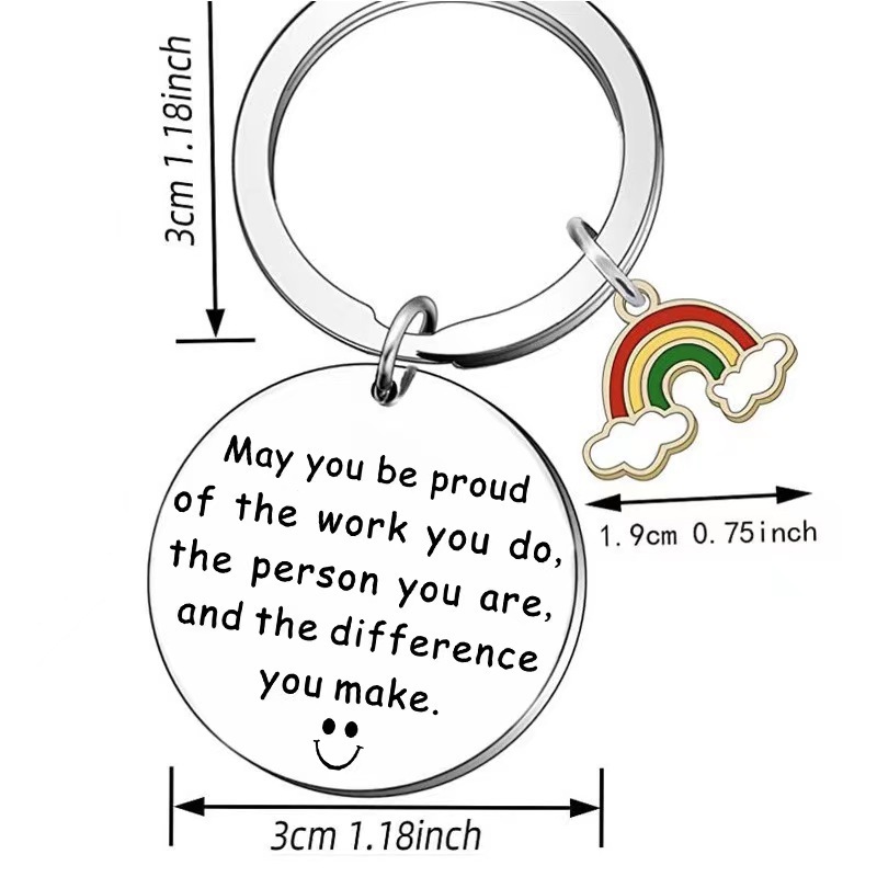 Picture of Cross-border hot sale may you be promise of the work stainless steel keychain rainbow accessories gift