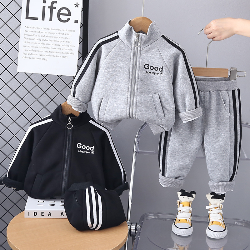 Boys' Spring Zipper Shirt High Collar Korean Style suit 2025 New Children's Western Style Sports Two-piece Western Style Children's Wear