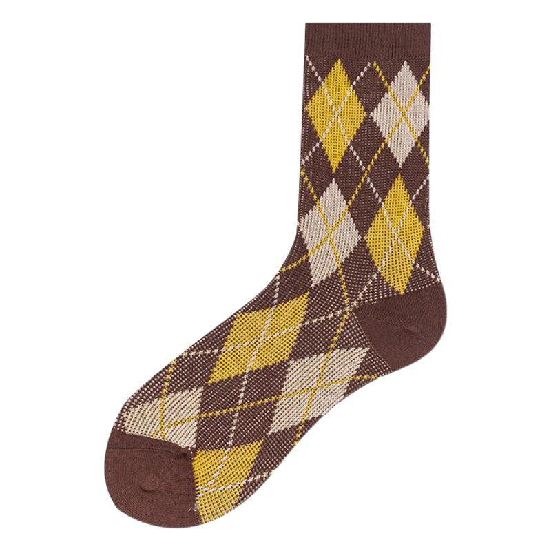 Lattice Socks for Women, Mid-High Tube Socks, Korean and Japanese Style, Ins Fashion, Harajuku Artistic Spring and Autumn Cotton Socks, Casual and Versatile
