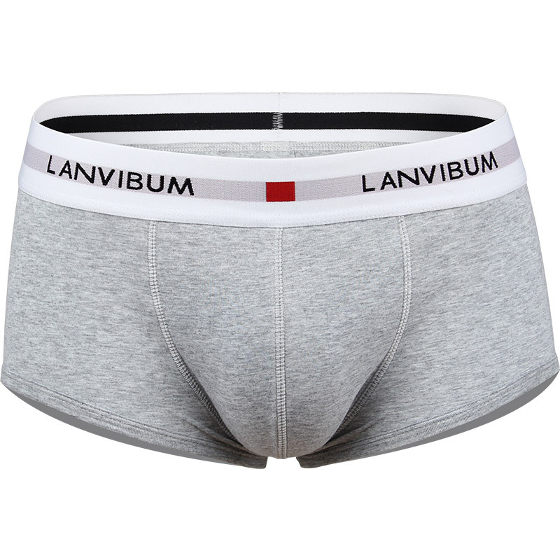 Picture of Spot Wholesale Lanvibum Men's Underwear Youth U-Convex Low-Waist Cotton Boxer Briefs Pure Color Large Size Men's Underpants