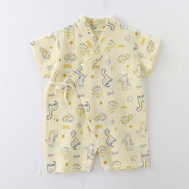 Picture of 2025 New Summer Cotton Yarn Climbing Suit for Baby Class A Pure Cotton Monk Suit Short-sleeved Newborn Baby Clothes