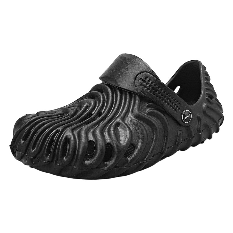 2024 spring and summer new outdoor casual men's poop feeling closed toe eva beach sandals men's summer hole shoes
