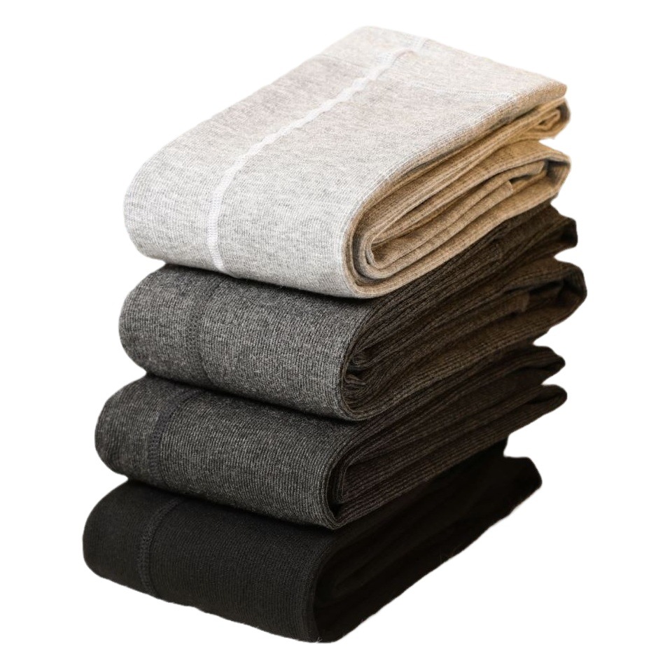 Cotton Vertical Stripe Leggings Women's Outer Wear Autumn and Winter fleece-lined Warm Pantyhose Grey Slim Thickened Leggings