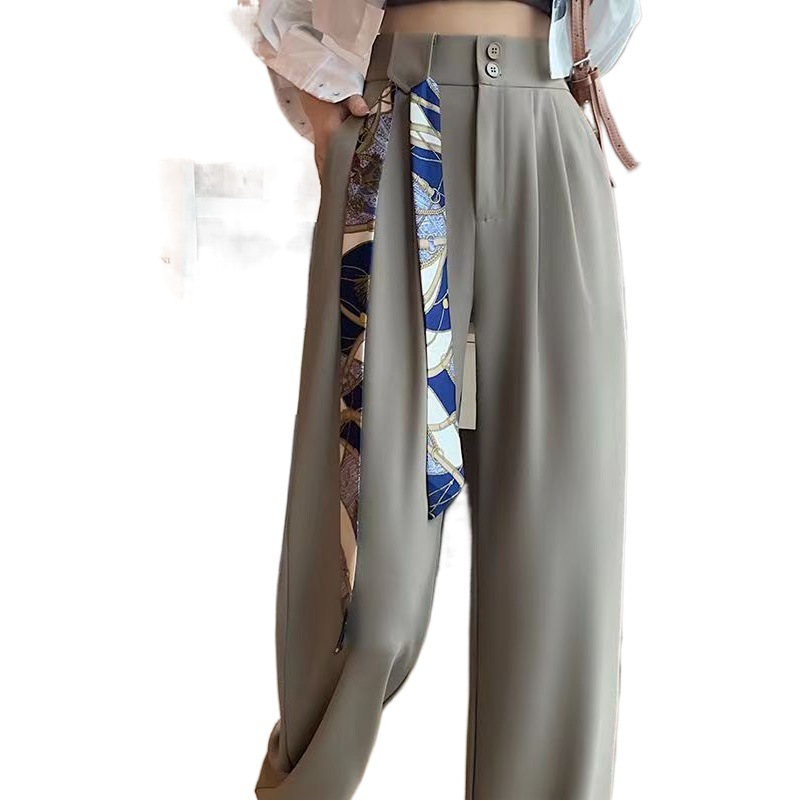 Pink Suit Pants Children's Spring and Autumn Cross-border 2025 New High Waist Narrow Edition Straight Leg Wide Leg Pants Draped