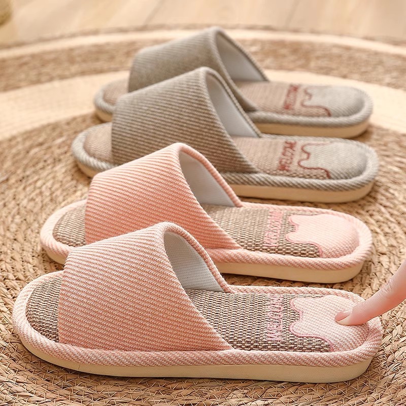 Linen Slippers Women's Breathable Indoor Home Non-slip Soft Bottom Sweat-absorbent Spring and Autumn Four Seasons Cotton Linen Cloth Shoes Men's