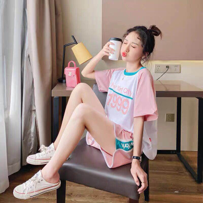 Summer women's two-piece suit fashion younger suit women's Korean-style loose slimming short-sleeved T-shirt with shorts suit