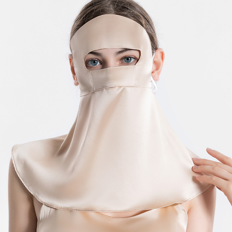 Picture of Silk sun mask sleep breathable full face cover summer UV mask mulberry silk oil smoke-proof veil for women