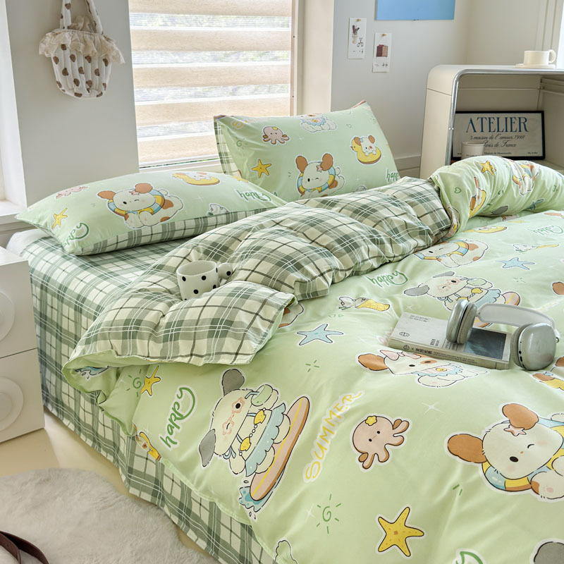 Picture of Small Fresh Summer Four-piece Bed Sheet Quilt Cover Single Student Dormitory Three-piece Cartoon Bedding
