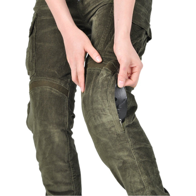 LOONG BIKER corduroy motorcycle overalls girls ankle-tied motorcycle riding pants Kevlar tear-resistant