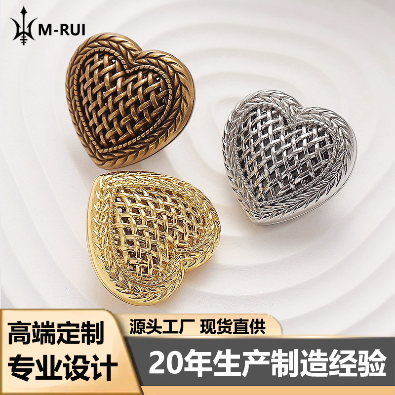 Xiao Xiang Style Vintage Hollow Heart-shaped Composite Woven High-end Light Luxury Sweater Coat Woolen Coat Button