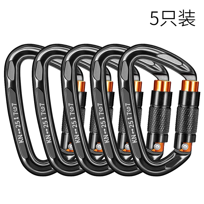 Picture of D-type automatic main lock 25KN aviation aluminum alloy D-type mountaineering buckle outdoor mountaineering automatic buckle rock climbing quick hanging hand lock