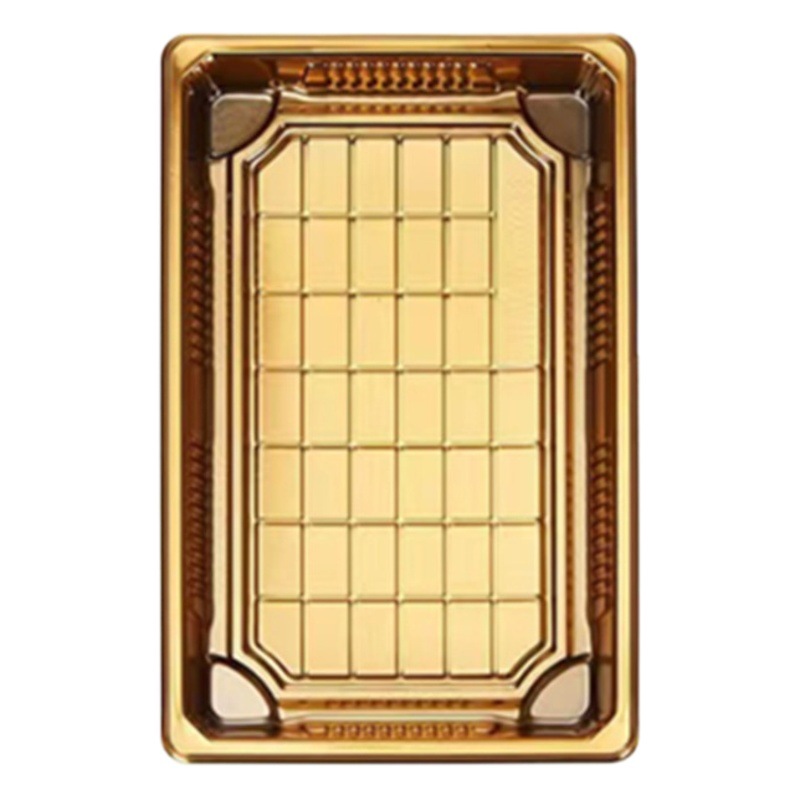 Golden sushi box wholesale disposable takeaway packing box PET plastic anti-fog high-end Japanese sashimi packing box