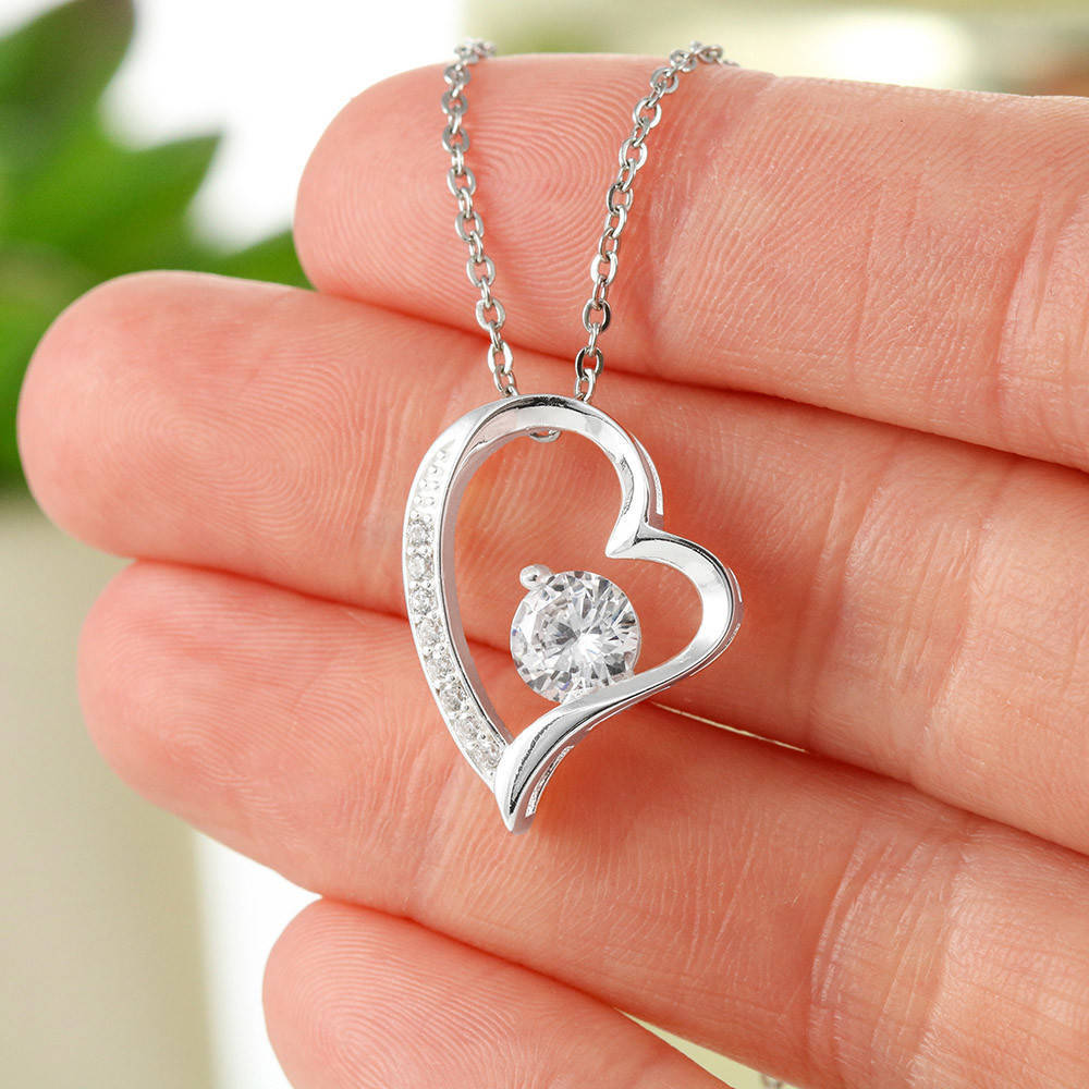 Picture of 1 Piece Love Pendant Eternal Heart Hollow Heart Necklace with Card Gift Box Mother's Day Gift