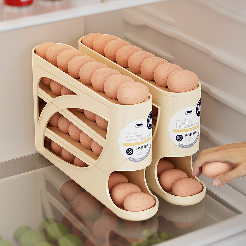 Picture of Slide rolling egg storage box storage household refrigerator side door kitchen egg artifact new automatic egg rack