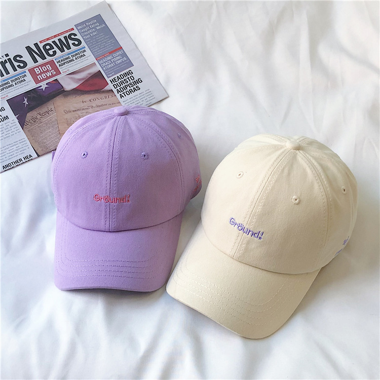 ins Lilac Hat Women's Summer Korean Style Men's Letter Embroidered Street Baseball Cap College Style Sunscreen Cap