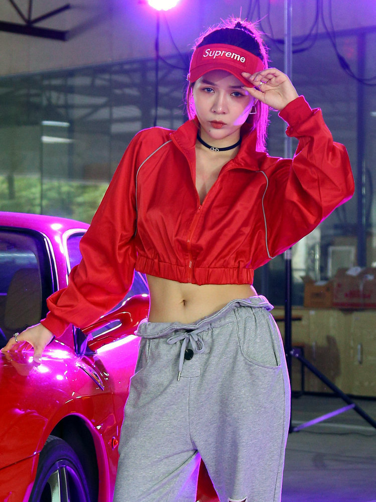 Loose cropped workwear jacket for Women New Spring jazz style top hip hop jazz dancing clothing
