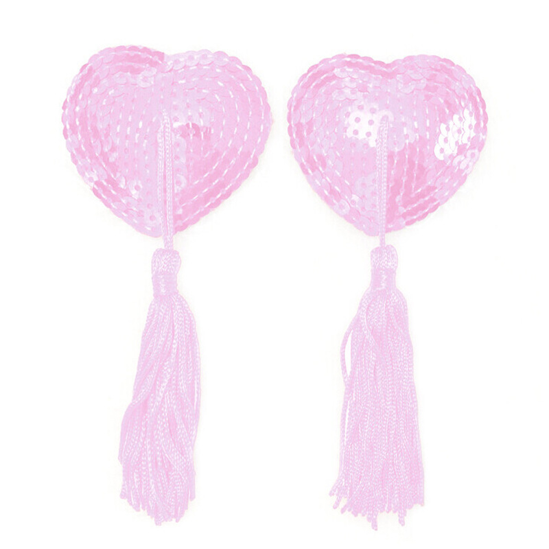 Picture of Sexy lingerie accessories heart-shaped chest stickers silicone bra tassel heart-shaped sequins sexy breast stickers wholesale 5032