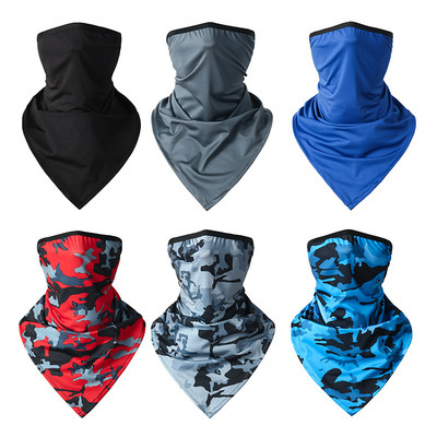 Ice Silk Fishing Sunscreen Turban Anti-UV Face Scarf Men's Full Face Mask Riding Square Scarf Triangle Scarf Women's Scarf