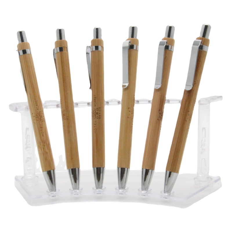 Bamboo Pen Bamboo Wood Pen Press Pen Metal Accessories Hook 1.0 mm Blue Black Refill Cross-Border Spot