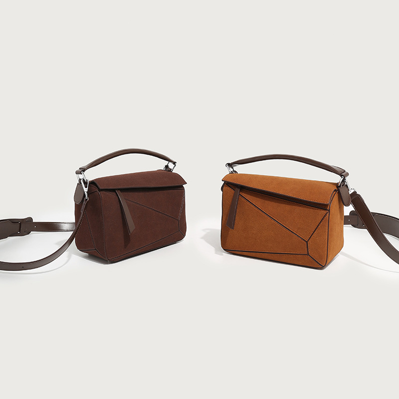 Picture of Autumn and Winter new simple pulzz portable geometric bag frosted shoulder bag women's bag versatile stitching crossbody large capacity