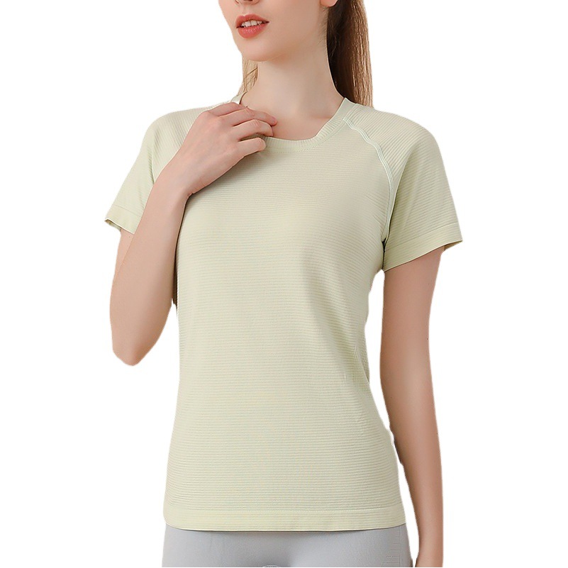 Seamless Nude Yoga Wear Short-Sleeved Sports Top Women's T-Shirt Cover-Up Outdoor Tennis Wear Breathable Quick-Drying Fitness Wear