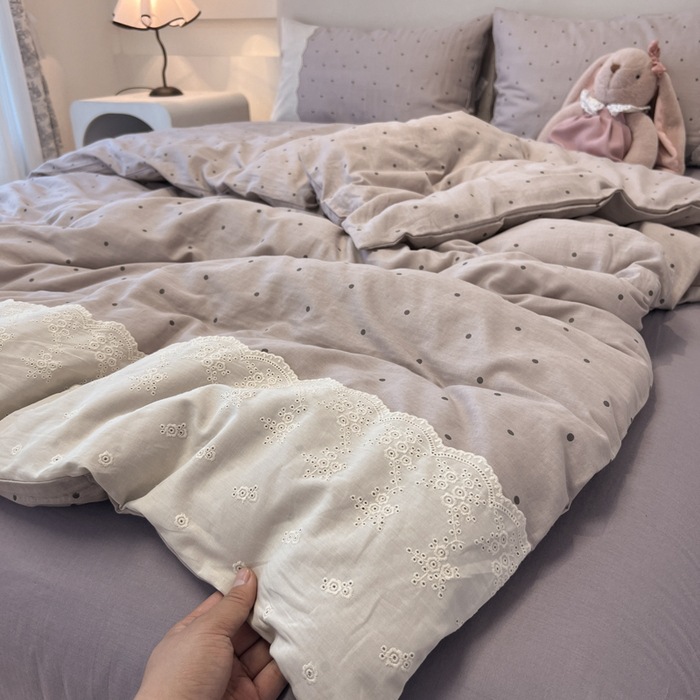 Picture of Class a French Bedding Four-Piece Set Pure Cotton Double-Layer Gauze Quilt Cover Bed Sheetss Summer Bed Bed Sheetss Dormitory Three-Piece Set 4