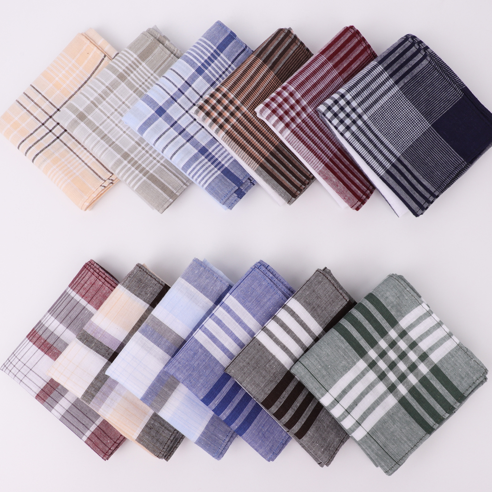 40cm Cotton Plaid Men's Handkerchief Mixed Flower Cotton Handkerchief Business Suit Pocket Square Breast Square Small Square