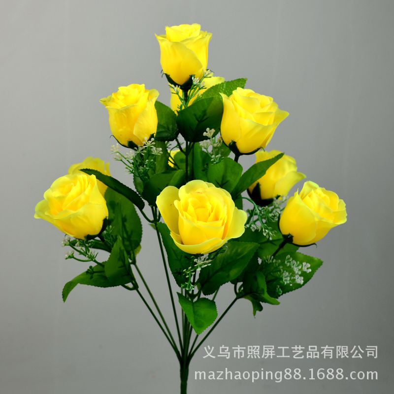 Picture of Photography Artificial Flower Manufacturer Wholesale Artificial Rose Artificial Flower Holiday Wedding Flower Arrangement 10 Peacock Rose Silk Bouquet
