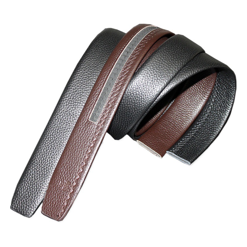 Non-leading Belt Men's Genuine Leather Automatic Buckle Headless Belt Men's Belt Hedge Top Layer Pure Cowhide Belt Strap