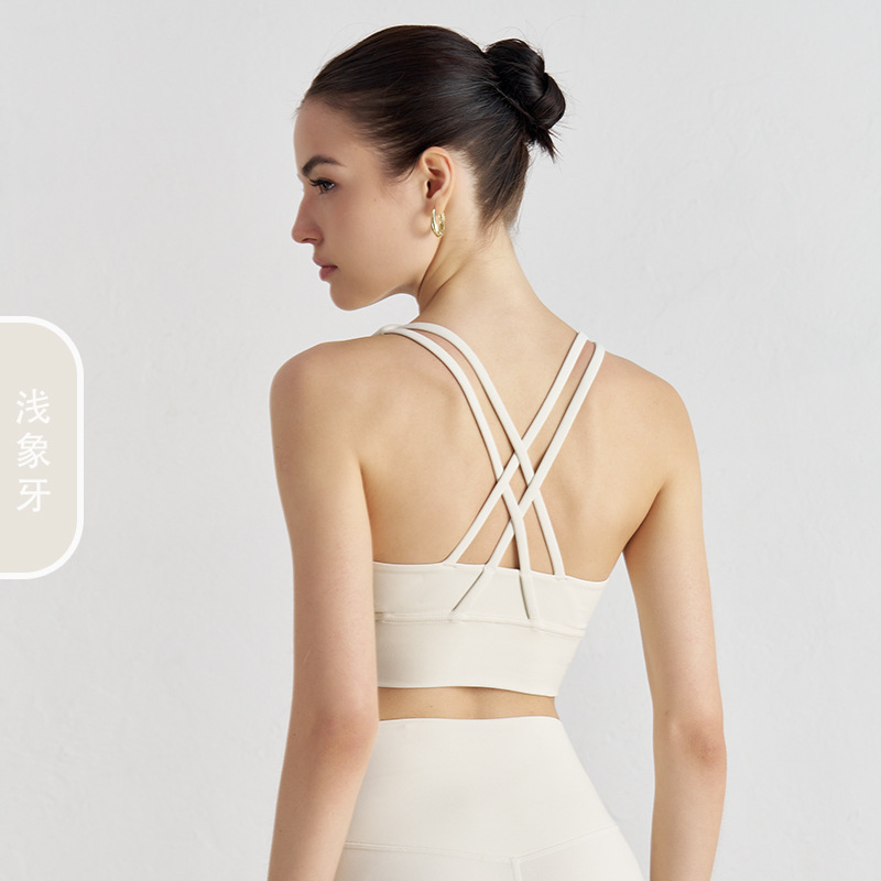 Picture of 2022 new double-sided brushed cross back sports underwear shockproof push up yoga sports bra fitness vest