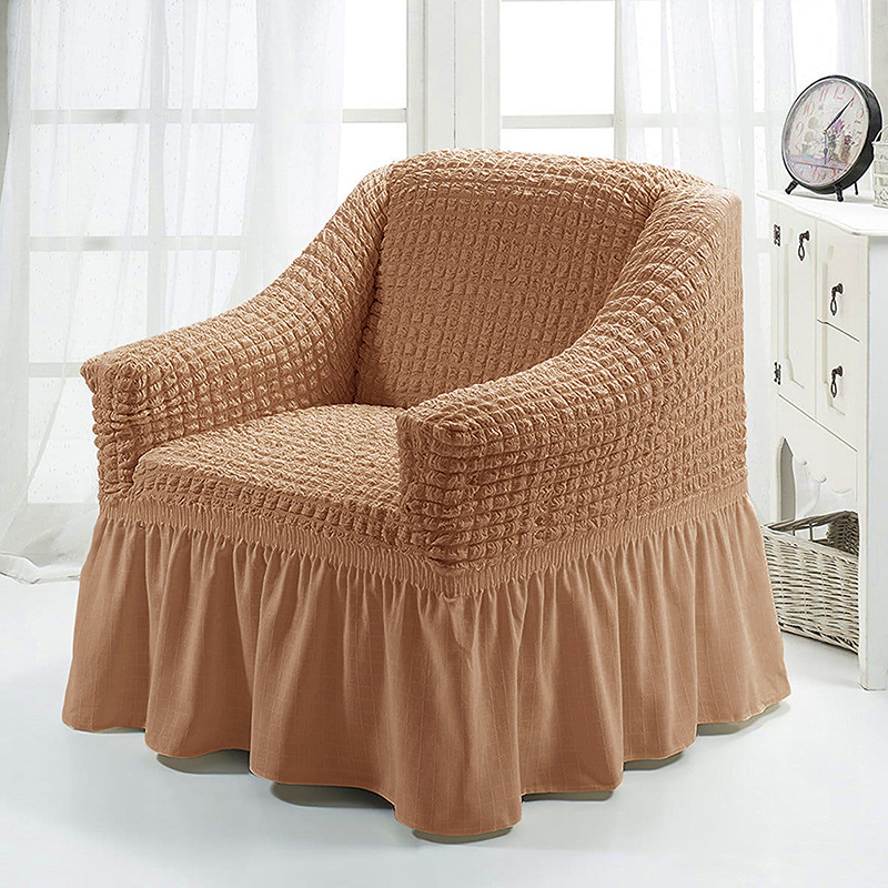 Picture of American Single Sofa Cover All-Inclusive Pure Color Stretch Fabric Sofa Cover Lace Decoration Simple Modern Universal for All Seasons