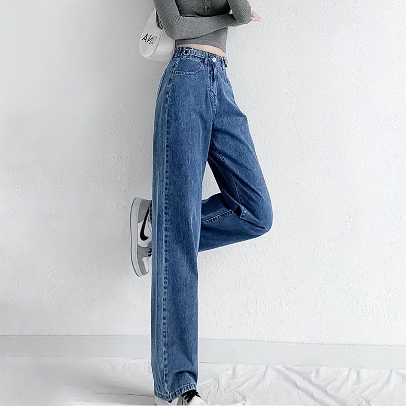 Picture of Adjustable High Waist Wide Leg Jeans Women's 2022 New Autumn Retro Straight Loose Slim-fit Pants