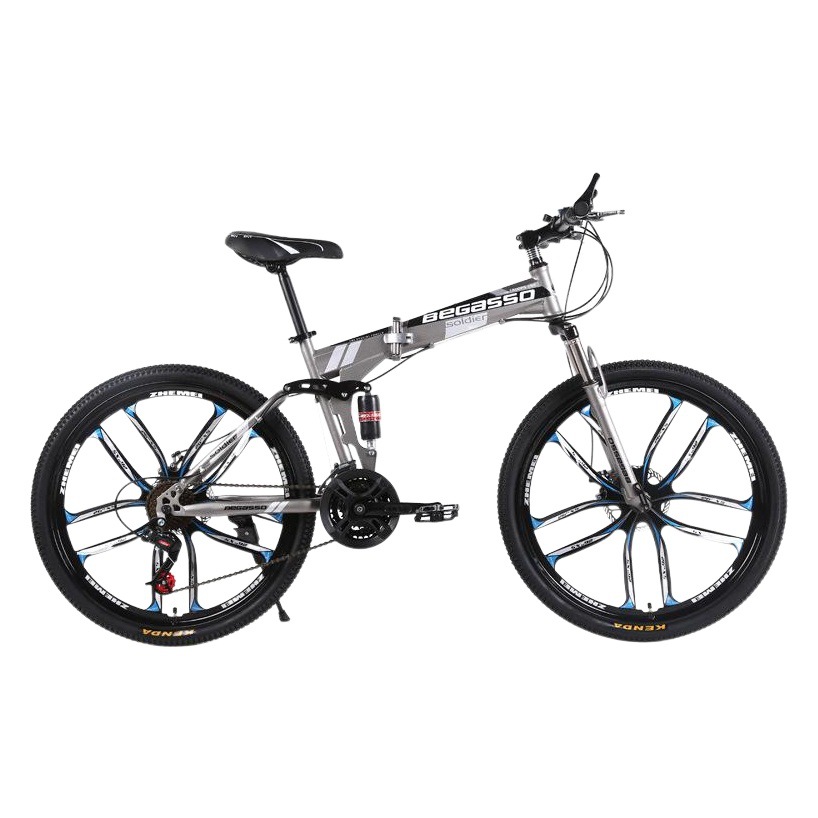 Begasso Foldableing Bicycle Double Shock-Absorbing Disc Brake Variable Speed Mountain Bike Student Men's and Women's One-Wheel Bicycle