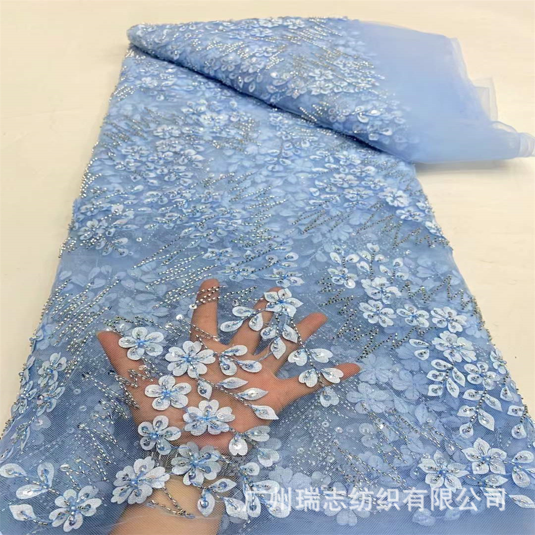 Laser Flower Fabric Heavy Wedding Dress Children's Dress Dress Embroidered Cloth Wedding Dresses Lace