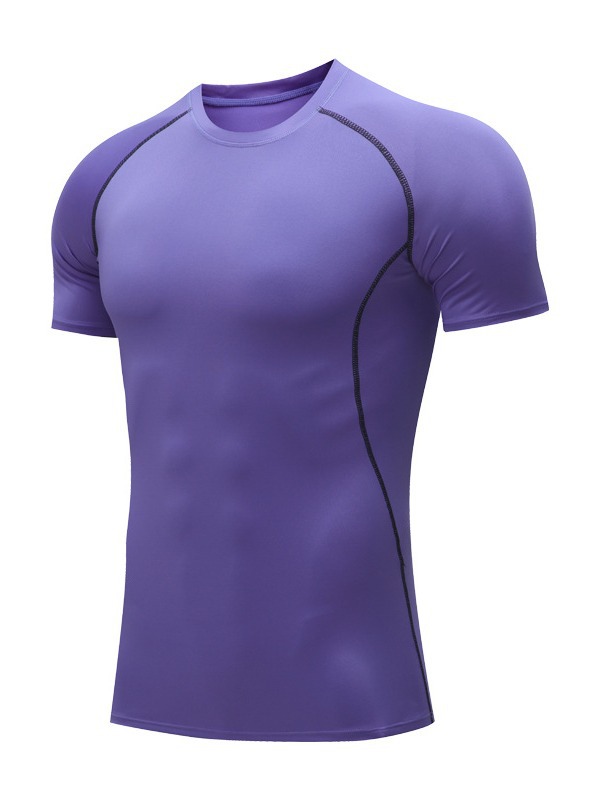 PRO Fitness Men's Quick-drying Sports Short-sleeved High-elastic Tights Training Base T-shirt Running Stretch Basketball Breathable