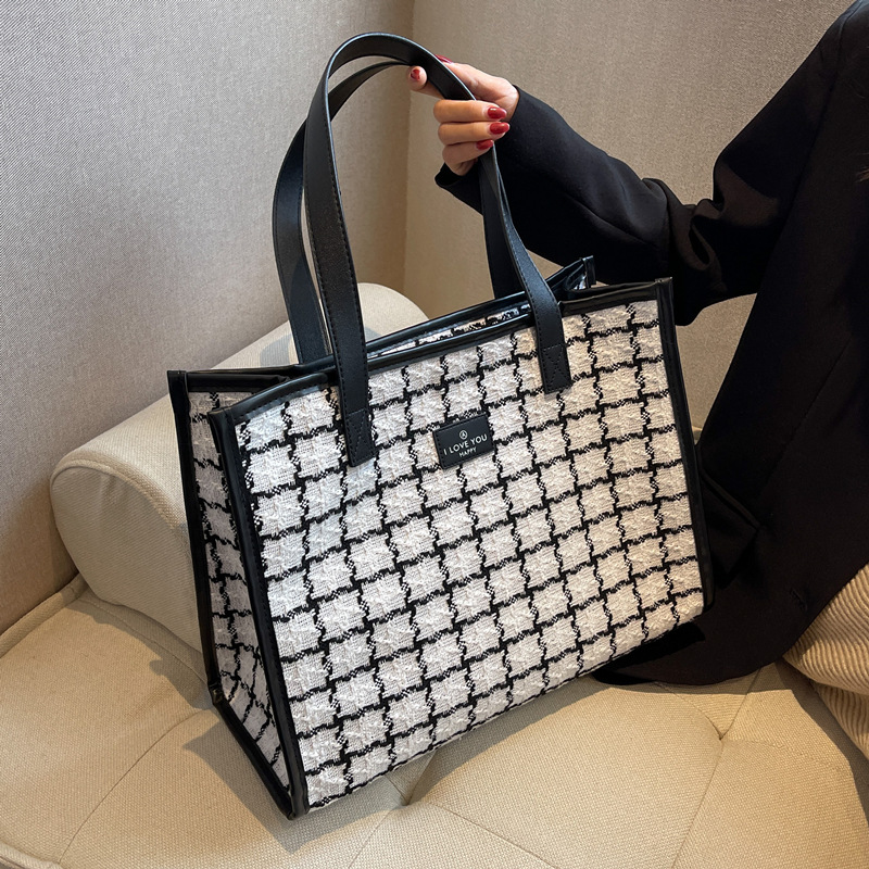 2022 New Autumn and Winter Canvas Bag Women's Portable Shopping Bag Fashionable Large Capacity Shoulder Tote Bag