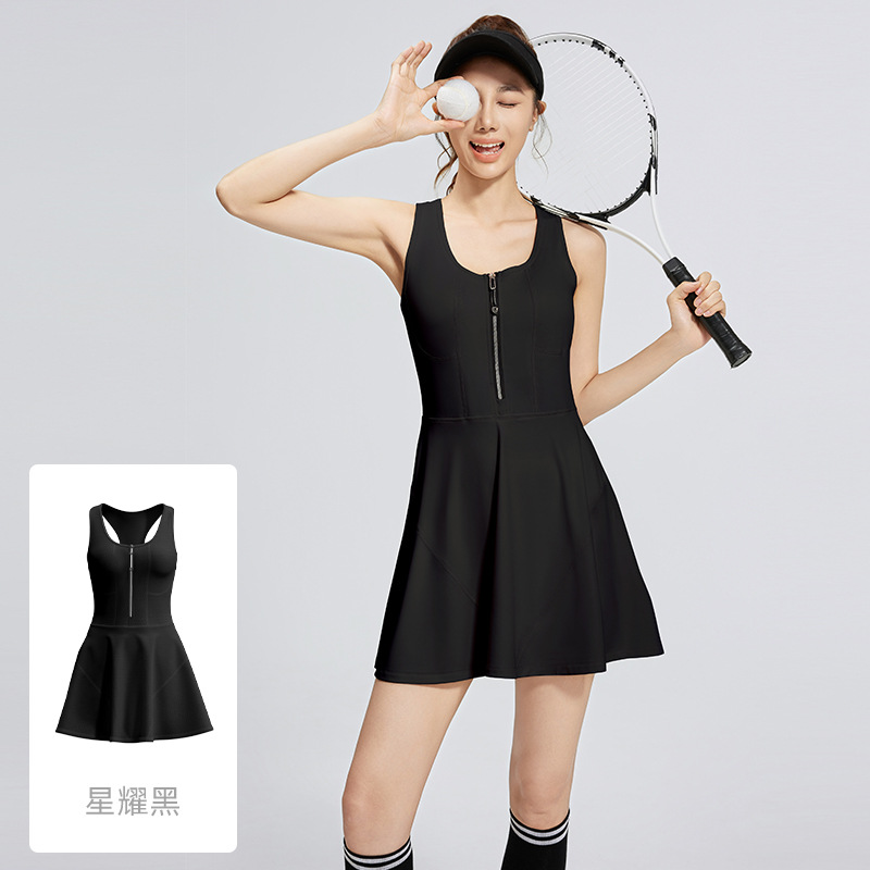 Picture of Juyitang Zipper One-Piece Dress for Women Anti-Exposure Bottoming Outdoor Running Fitness Sports Dress