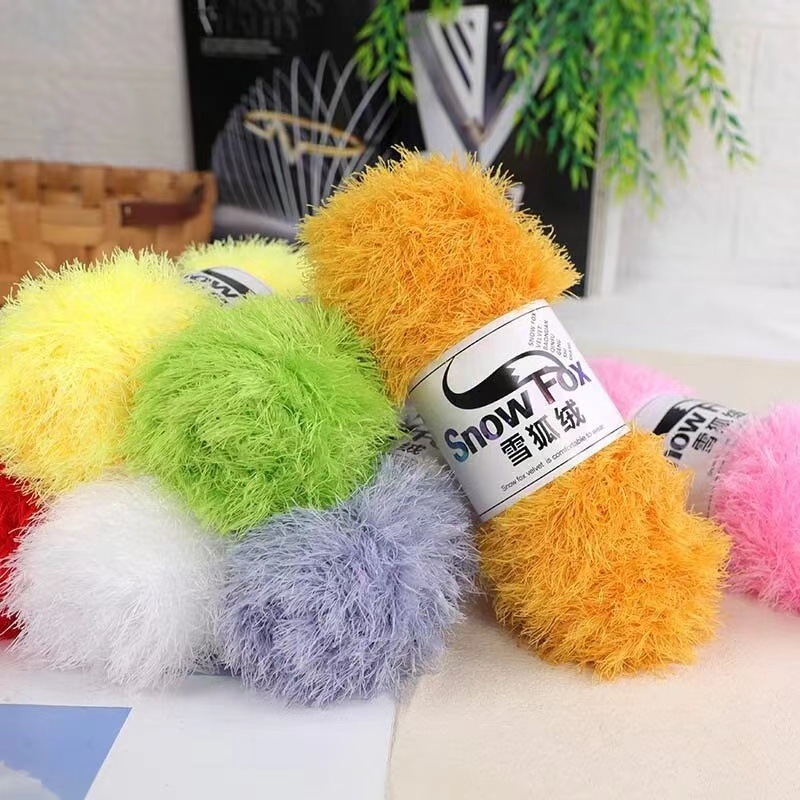 Long-haired snow fox velvet fur line baby velvet long-haired mink coral velvet diy hand-woven hat scarf line