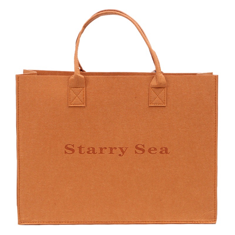 Net red felt tote bag wholesale all-match letter shoulder bag large capacity gift shopping bag with logo