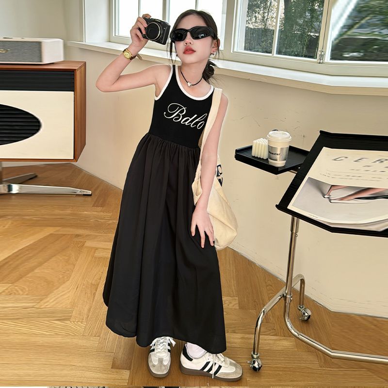 Girls' Summer Dress Stylish Princess Dress Sleeveless Long Dress Girls' Tank Dress Children's Summer Dress Korean Style Dress