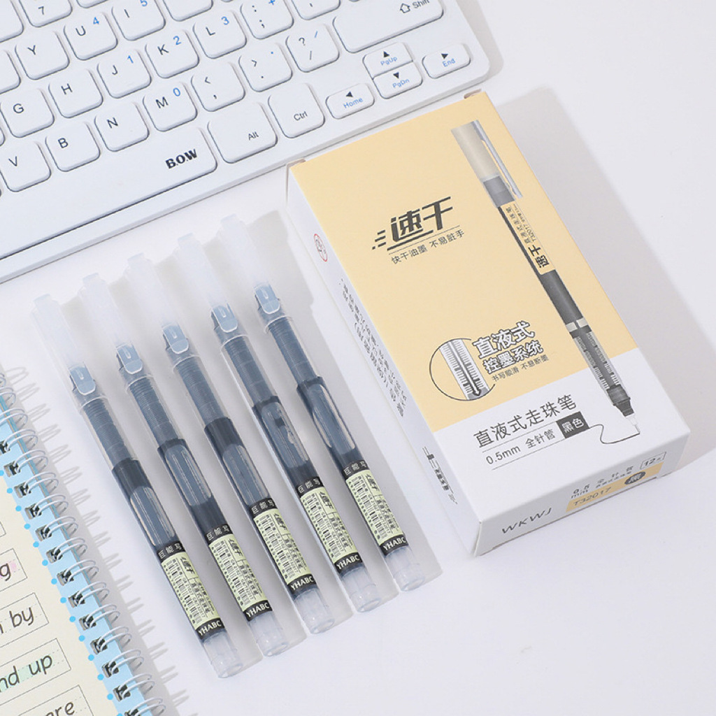 Picture of Straight Liquid Quick-Drying Ball Pen Gel Pen Black Pen Signature Pen Student Water Pen Stationery Needle Pen Wholesale Carbon Pen