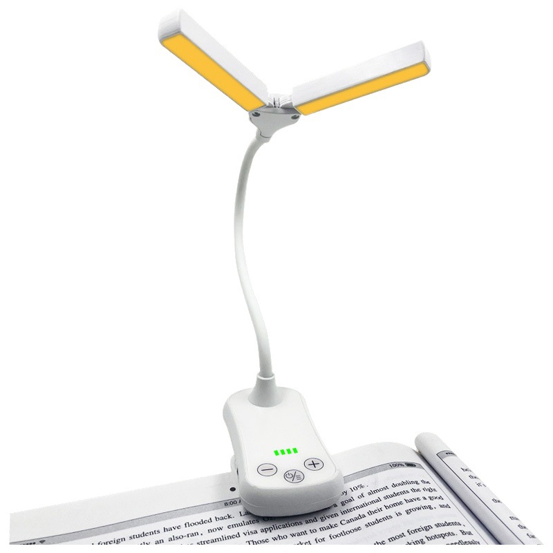 Creative Double-Head Rechargeable Small Book Lamp Three-Button Touch Music Score Lamp Eye Protection Clip Book Lamp Reading Lamp