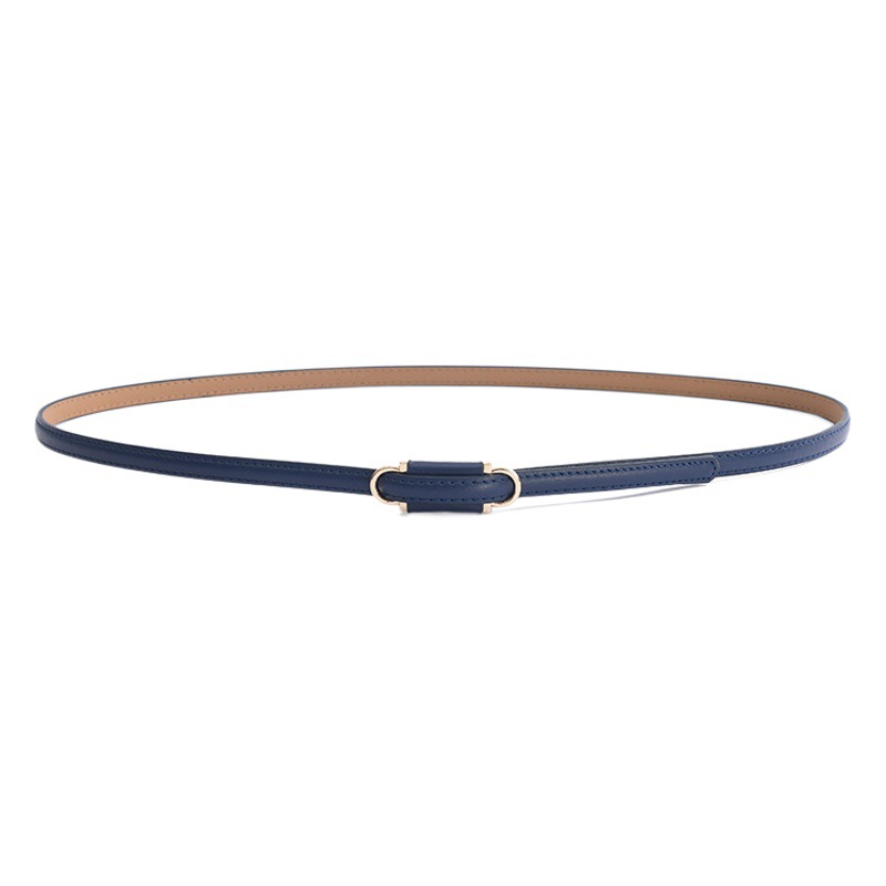 New Thin Belt Women's Dress Simple Gold Buckle Adjustable Thin Belt Pu Belt Clothing Accessories Fine Style